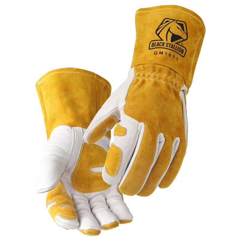 BLACK STALLION Revco GM1611 Top Grain Leather Cowhide MIG Welding Gloves with Reinforced Palm & Thumb and Index Finger, Seamless Forefinger, 5" Cuff For Extra Protection (Extra Large) - Image 1